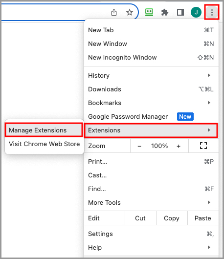 Manage your extensions using the extensions button in the toolbar