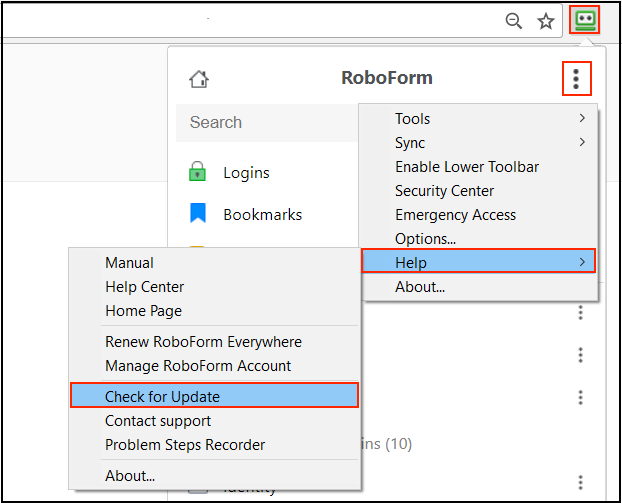 roboform extension no longer works with roboform 7