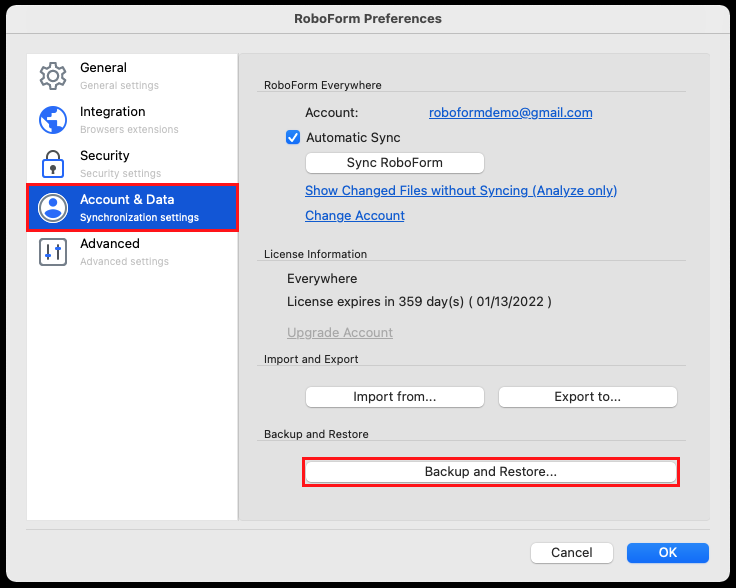 export roboform data to another computer