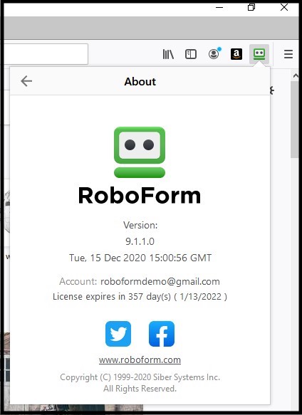move roboform extension in chrome to top of page