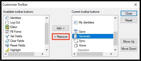 move roboform toolbar to top