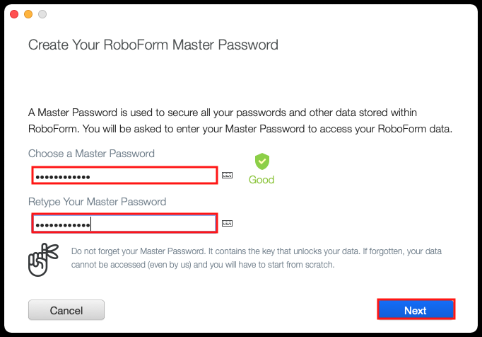 How to change roboform master password