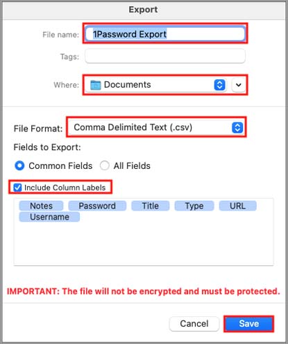 1password export data
