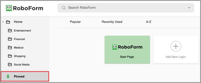 roboform start page chrome