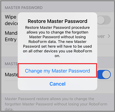 I Forgot my Master Password